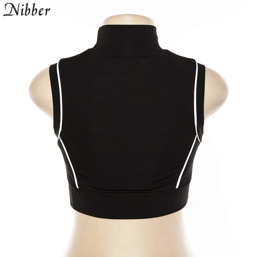 Nibber летний светоотражающий черный укороченный топ без рукавов Женская футболка модная повседневная одежда для активного отдыха для девушек уличные спортивные футболки для отдыха