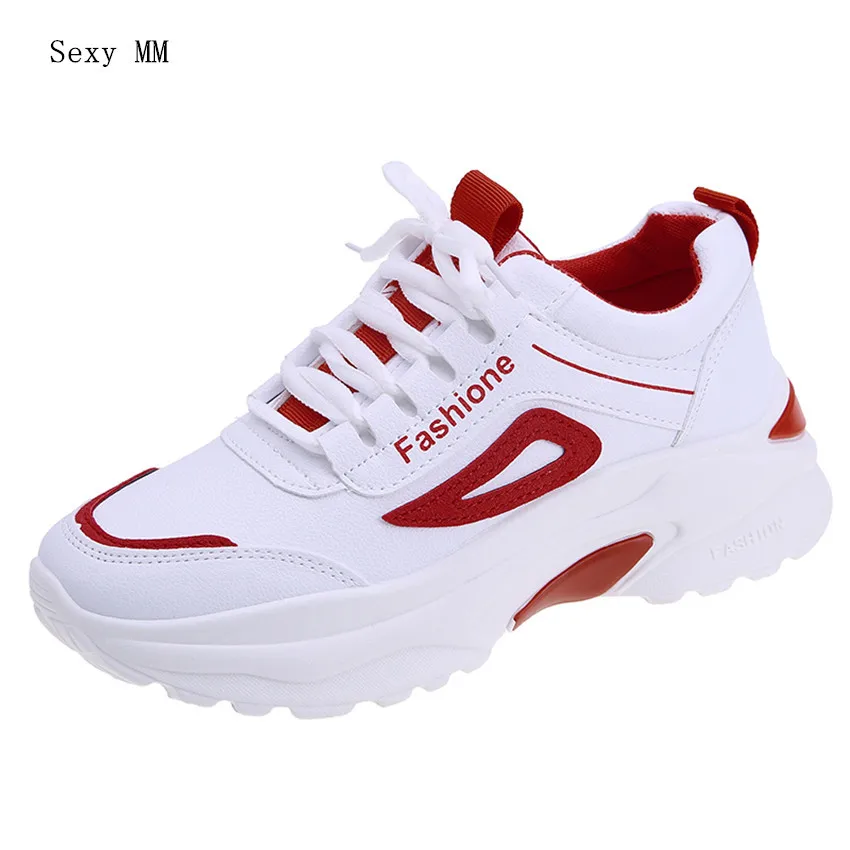 

Platform Flats PU Leather Women Trainers Breathable Lace-Up Shoes Woman Casual Skate Walking Flat Shoes Zapatillas Mujer