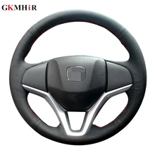 Capa para volante em couro artificial, faça você mesmo, capa preta para honda fit city jazz 2014 2015 hrv HR-V 2016
