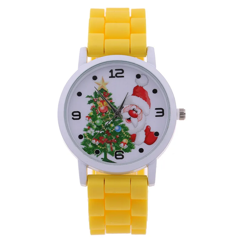 Новые рождественские силиконовые часы с Санта-Клаусом для мальчиков и девочек Детские кварцевые часы