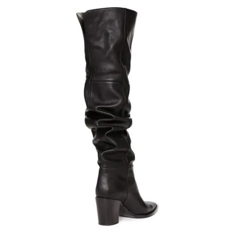 Kcenid/ г.; пикантные сапоги; модная женская обувь из натуральной кожи с эффектом морщин; женские ботфорты на высоком каблуке; зимние высокие сапоги; botas
