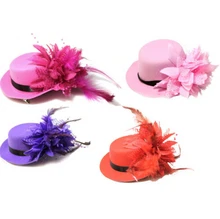 Evento de Danza Partido Fascinator de la sombrerería Sombreros Señora flor de la Pluma Mini Top sombrero Dots Red del Pelo Clip de Las Mujeres de la novia Gorra de gallina noche props