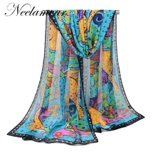 2018 Newly Design Women Ladies cat dog Cartoon Print Scarf Warm Wrap Animal Bufandas Mujer Female Pashmina Shawls