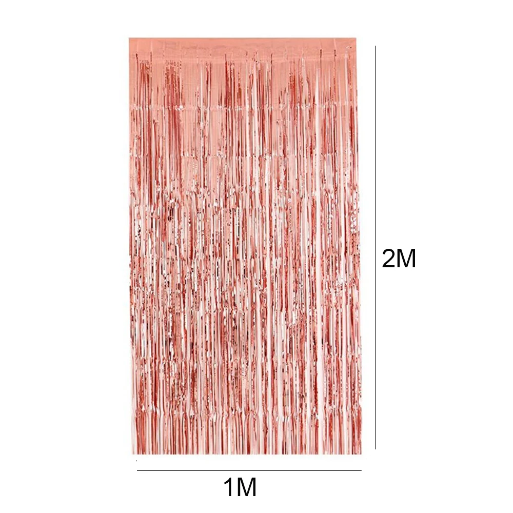 Йориу 1x2 м розовое золото металлик Фольга занавес бахрома мишура гирлянды свадебный фон реквизит для фотосессии День Рождения украшения стены