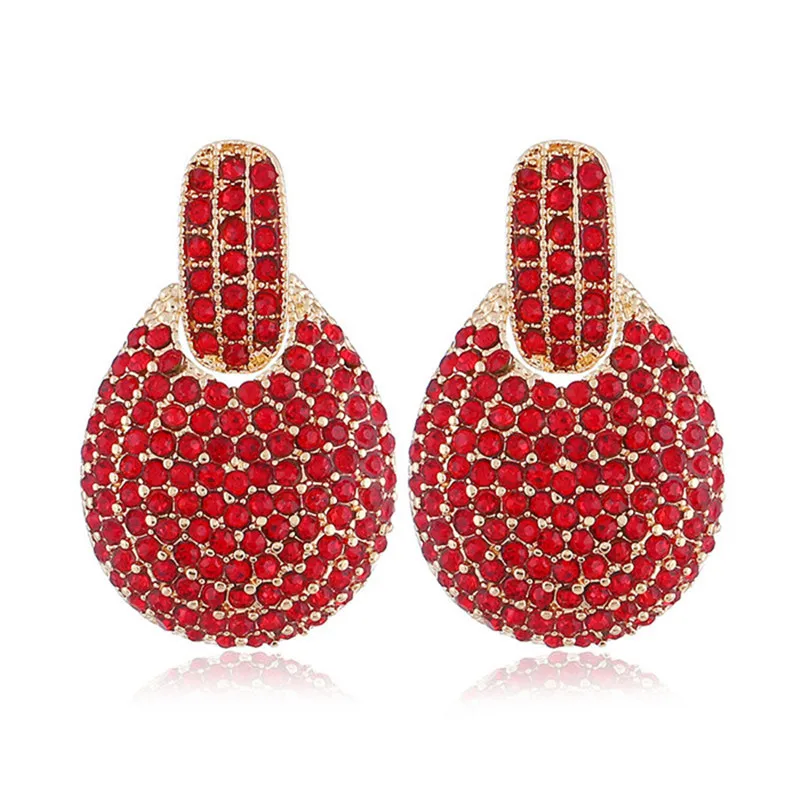 

Luxury Rhinestone Water Drop Statement Earrings 4 Colors Geometric Hollow Dangle Earring For Women Wedding Bridal Jewelry