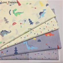 Хлопок саржа мультфильм бежевый серый маленький динозавр звезды деревья ткань для DIY балдахин для детской кроватки лист одежда домашний Декор Текстиль Tela