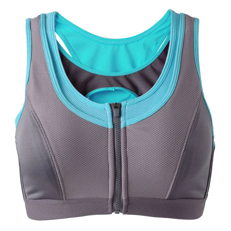 

Sports Bra Push Up Shockproof Wirefree Crop Top Fitness Vest Women Sport Bra Zipper Front Running Yoga