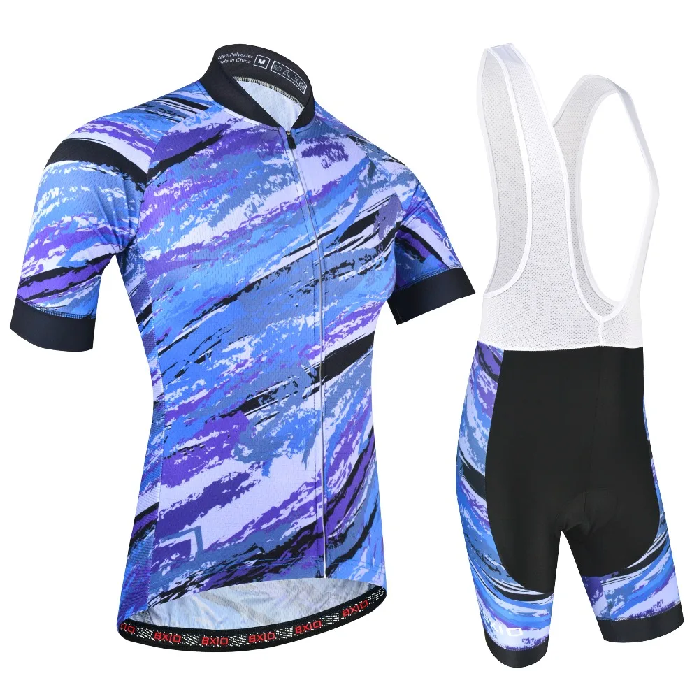 

BXIO Short Sleeve Cycling Clothing Watercolor Cycling Jerseys Pro Team Bycle Clothes with Bib Shorts Summer Bike jerseys 194