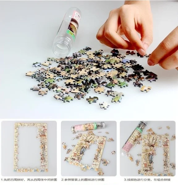 150Pcs/Set Mini Sunrise Jigsaw Puzzles with Tube Bottle Blueprint Education Toy