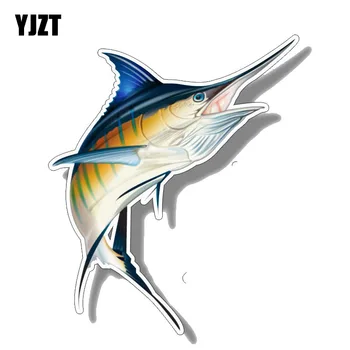 

YJZT 14CM*16.6CM Funny Marlin Fish Saltwater Car Sticker Decal PVC 12-0646