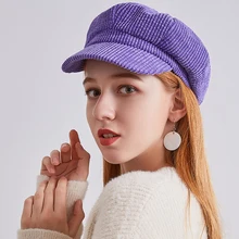 Новинка, корейский стиль, однотонный вельветовый женский головной убор, Осень-зима, модный ретро берет для девочек, 8 цветов, HC27