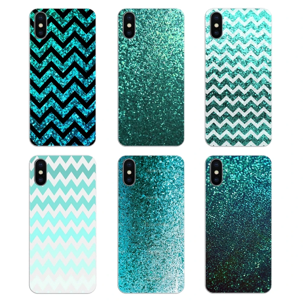

For LG G7 Q6 Q7 Q8 Q9 V30 X Power 2 3 For OnePlus 3T 5T 6T Aqua Silver Green Mint Glitter Art Print Transparent Soft Shell Cover
