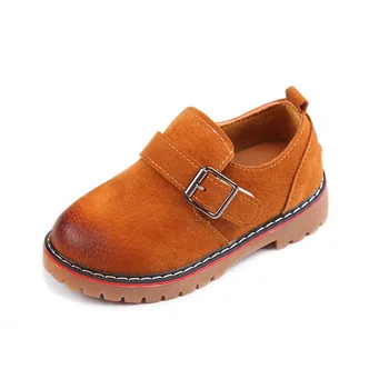 

2018 Autumn New Children Suede Leather Boot Kid Riding Shoe Black Boys Brown Shoes Round toe Little Girls Ankle Boots Slip-on