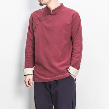 

Men's Fashion Chinese Style Boutique Pure Cotton Linen Casual Long Sleeve Shirts / Men's Button Down Shirt Chinese Style Male
