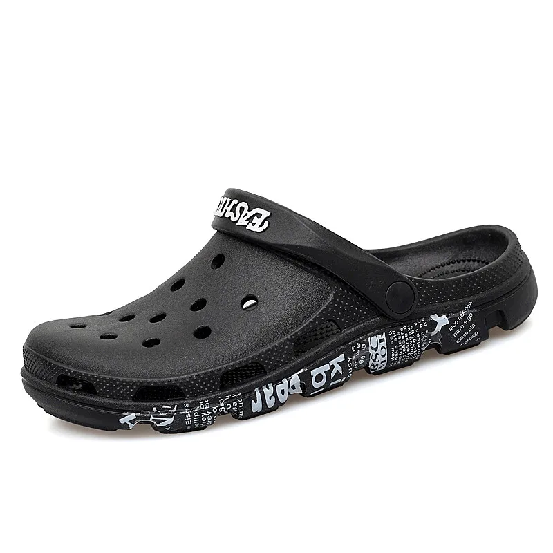 

Xiumony Brand Big Size 39-46 Men Black Garden Casual Clogs Hot Male Band Sandals Summer Slides Beach Swimming Shoes