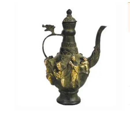 

The bronze crafts Antique Old Brass Teapot desktop decoration eight pot