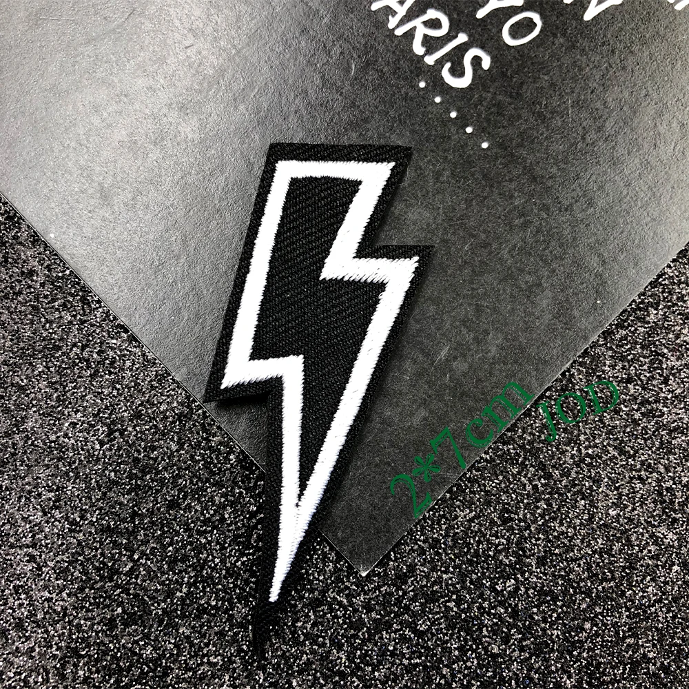 

JOD* 2*7cm Lightning Iron on Embroidered Biker Patches for Clothing Decorative Patch Applique for Clothes Rock Punk Stickers DIY