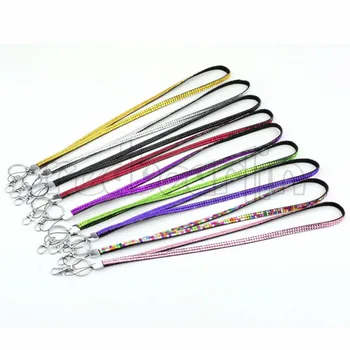 

100pcs Lanyard Rhinestone Bling Crystal Custom Lanyard ID Badge Cell Phone and Key Holder