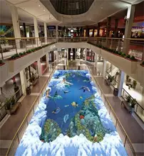 3d pvc flooring custom photo mural picture wall sticker Sea Mermaid floor painting room wallpaper for walls 3d