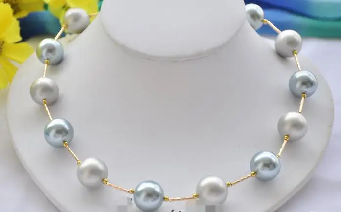

FREE SHIPPING>>>@@ > 3914 round gray south sea shell pearl necklace