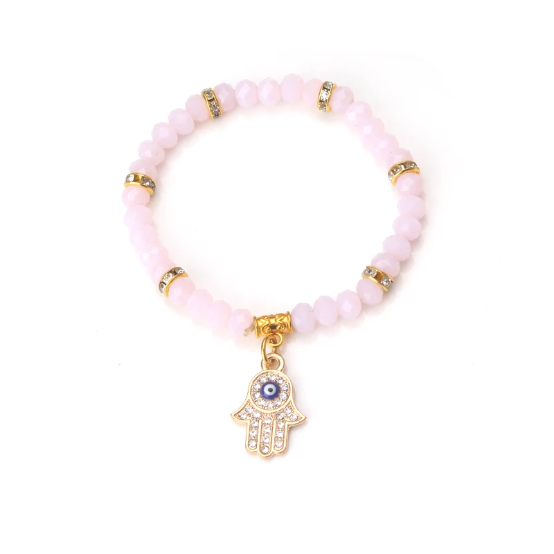 

EYE EVIL 1pcs new fashion eye white palm bracelet material trendy round evil eye charm bracelet for woman jewelry gift