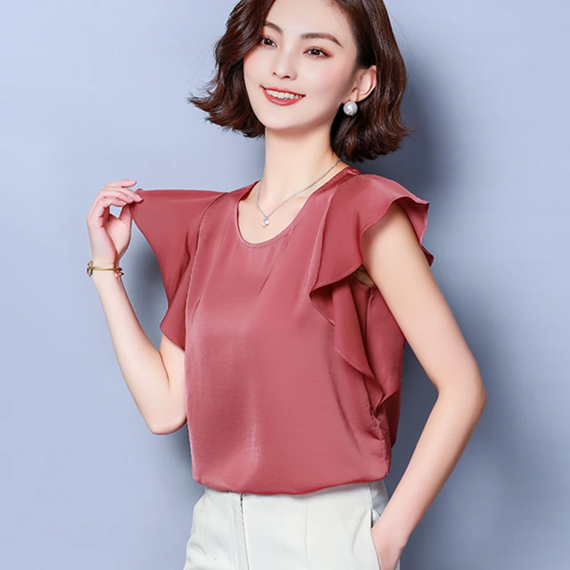 

Korean Fashion Silk Women Blouses Satin Butterfly Sleeve Women Shirts Plus Size XXXL Blusas Femininas Elegante Ladies Tops