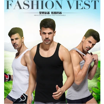 

Men's vest pure cotton body-building stretch sports vest bottom vest type men must be comfortable fashionable leisure 3 Pieces