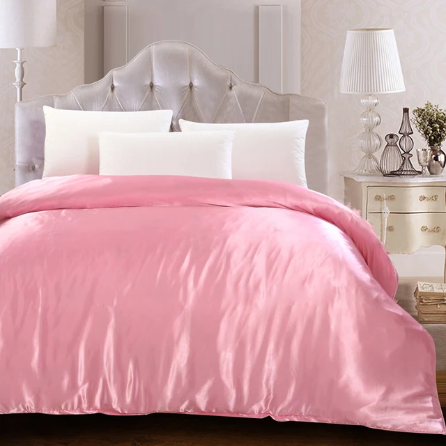 Pink Green Black High End Silk Satin Twin Queen King Size Quilt Pink Green Black High End Silk Satin Twin Queen King Size Quilt Cover Solid Color