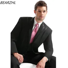 На заказ мужские свадебные костюмы смокинг черная одежда жениха костюм из 3 предметов