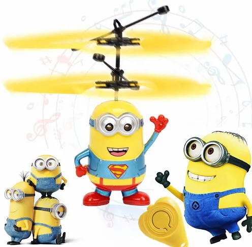 Minion drone RC Hélicoptère Avions Mini drone Voler Clignotant hélicoptère Main Contrôle RC Jouets Minion Quadcopter Dron LED Enfants Jouets