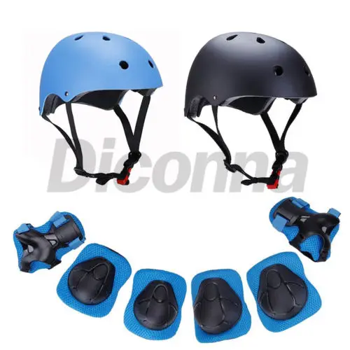 US $6.00 7Pcs Skateboard Helmet ElbowKneeWrist Pad Combo Bmx Inline ADULT PACK PADS