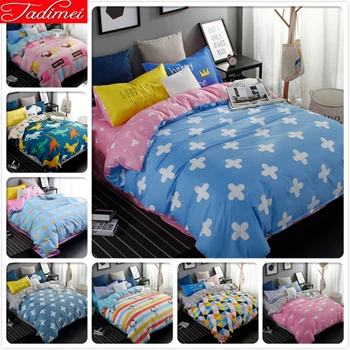 

New Soft Cotton Comfortable Quilt Duvet Cover 3/4 pcs Bedding Set Double Side Bed Linen Adult Kid Single Queen King Size 180x220