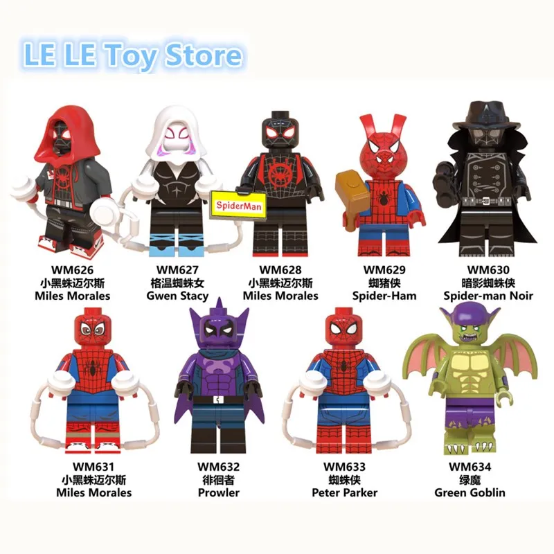 9PCS/LOT Super Heroes Gwen Stacy Miles Morales Ghost Spider Spider-Ham Prowler Figures Building Blocks Gift Toys WM6052 | Игрушки и