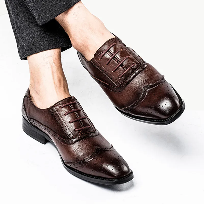 Genuine Leather Shoes Men Lace Up Top Quality Oxfords Shoes For Men ...
