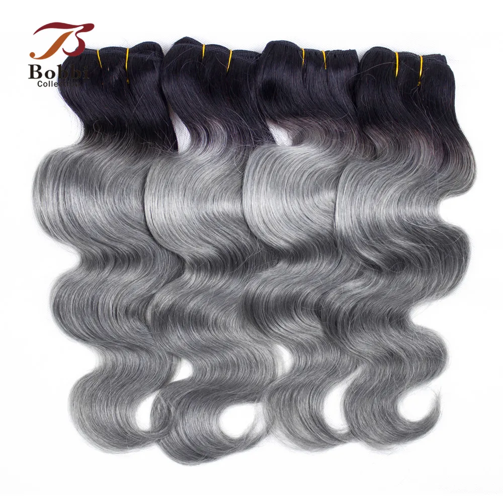 Bobbi Collection 3 4 Bundles Brazilian Body Wave T 1b Dark Grey