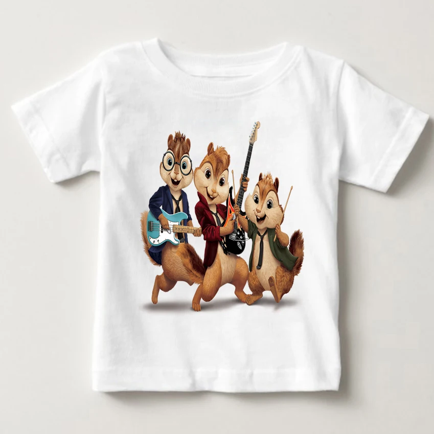 

2019 Children's summer short sleeved T-shirt Alvin and the chipmunk jackets white cotton breathes chipmunks boy girl clothes MJ