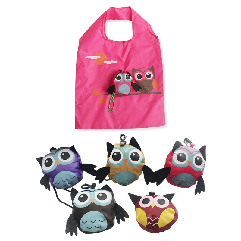 

2018 new Animal Owl Shape Folding Shopping Bag Eco Friendly Ladies Gift Foldable Reusable Tote Bag Portable Travel Shoulder Bag