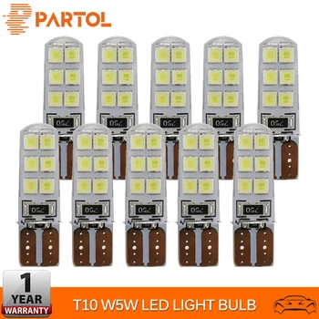 

Partol 10PCS T10 W5W LED Car Interior Light 12 SMD 2835 Marker Lamp 12V 194 168 Side Wedge Parking Bulb Canbus Auto Car Styling