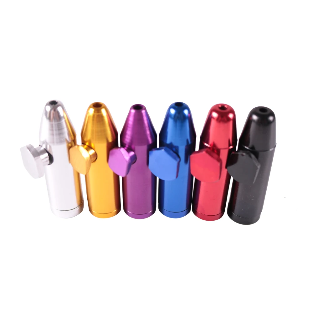 3pcs Aluminum Snorter Sniffer Snuff Powder Bullet Dispenser Rocket Flat