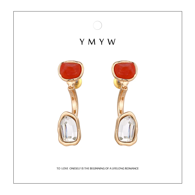 

YMYW New Arrival Fashion Korean Exquisite Sweet Glass Crystal Stud Earrings Oorbellen Detachable Charm Jewelry For Women Gift