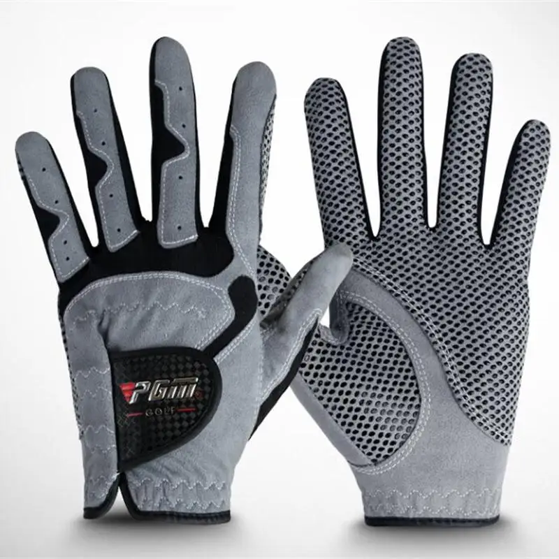 PGM мужские перчатки для гольфа суперволоконные левые противоскользящие износостойкие спортивные перчатки Mcrofiber кожаные дышащие перчатки для гольфа