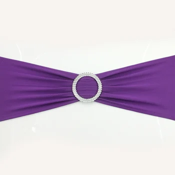 

Hot 100PC Removable Chair Sash Bands Spandex Stretch Lycra Chair Cover Bows with round Buckle Weddings Party Banquet Decoration