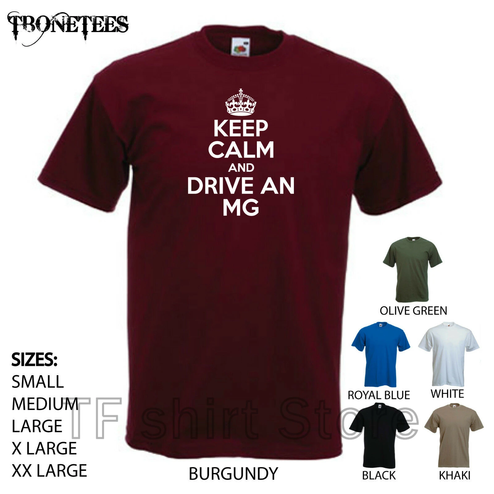 

Funny Print Men T shirt Women cool tshirt Keep Calm and Drive an MG Gift Birthday MGF, MGB, MGA, ZR TF Midget Tshirt Tee