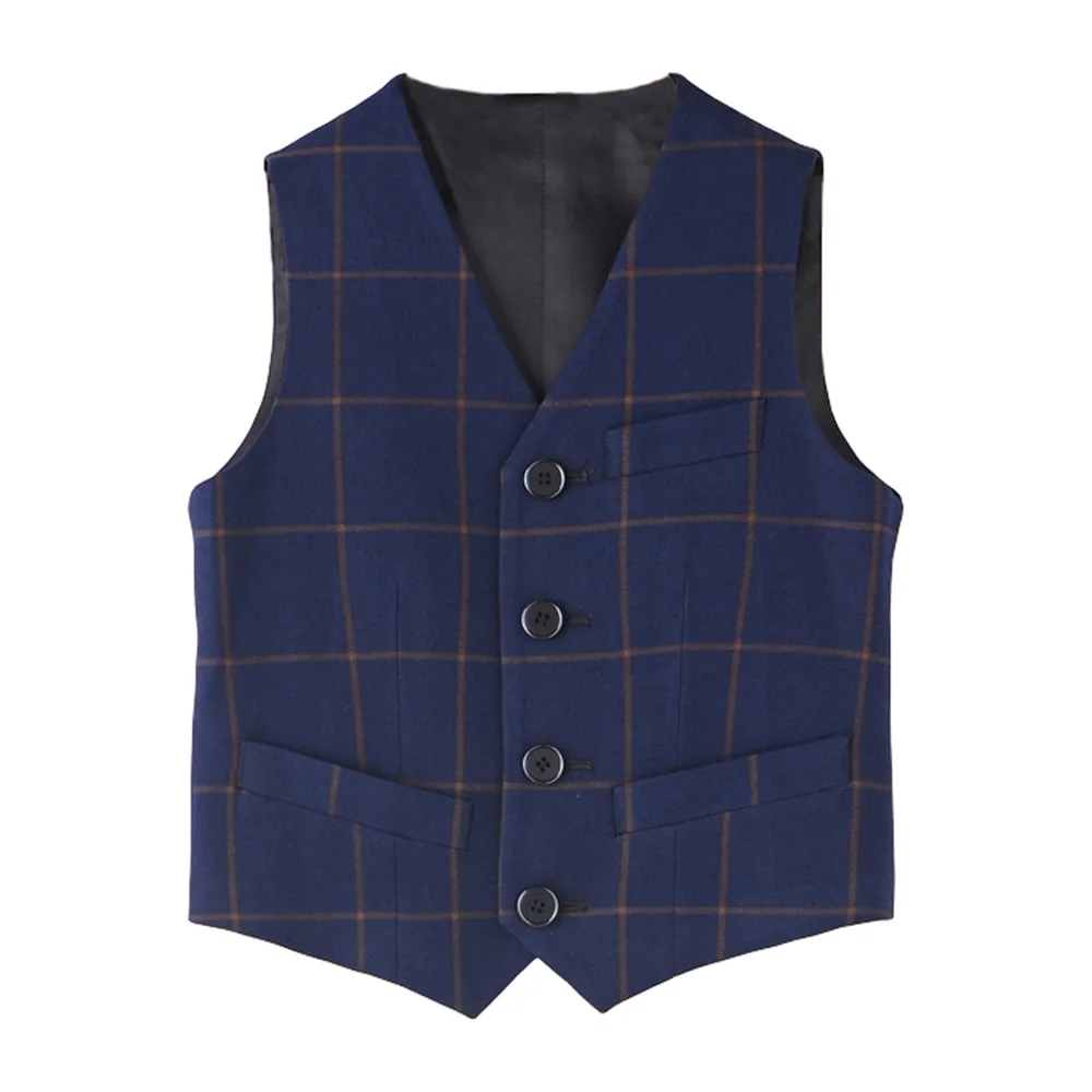 

Children Formal Suits Vests for Boys Wedding Party Waistcoat Toddler Kids 4 Button V Collar Stylish Plaid Boy's Tuxedo Vest