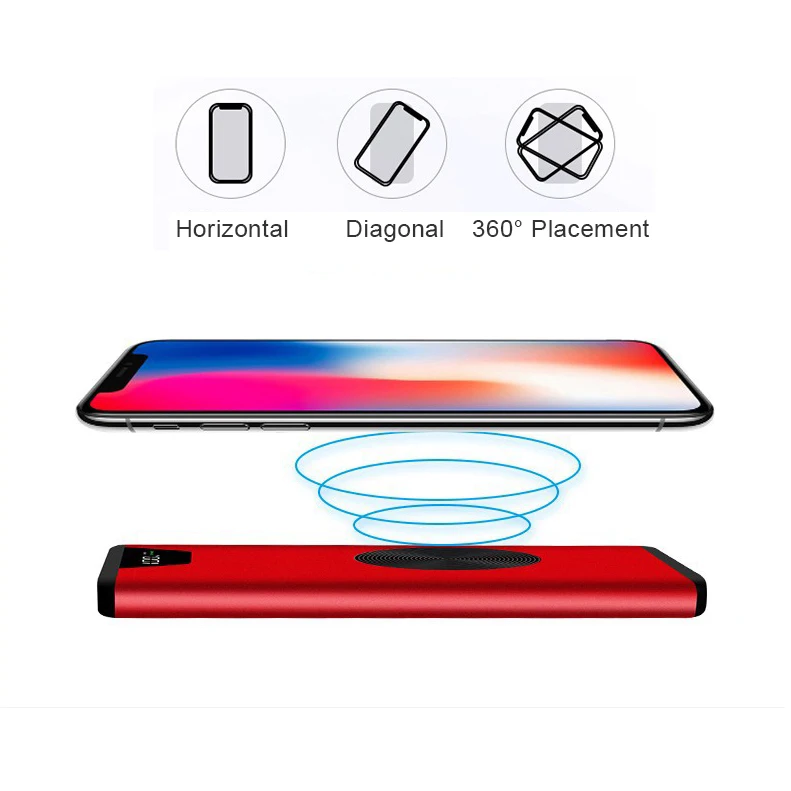 Qi Беспроводное зарядное устройство 20000 мАч Внешний аккумулятор для iPhone Samsung Note 8 S9