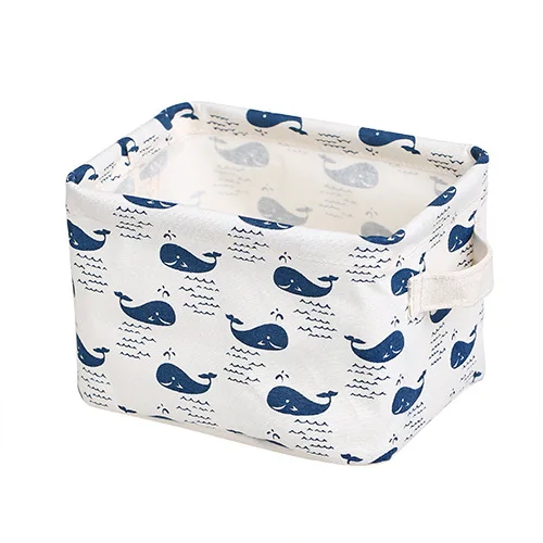 Eworld Милый принт водонепроницаемый Настольный органайзер для хранения сумка из хлопка и льна коробка для хранения мелочей корзина для хранения нижнего белья - Цвет: Whale 2281