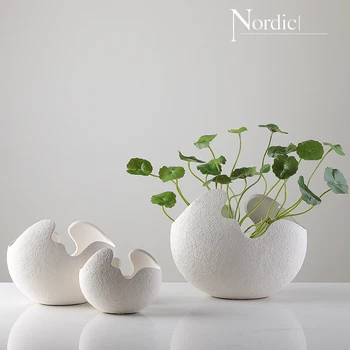 

INS Hot Nordic Style Concise Eggshell Ceramic Flower Vase Home Decoration Decor Arts Crafts Ikebana Vaas Vaso Planta Hydroponics