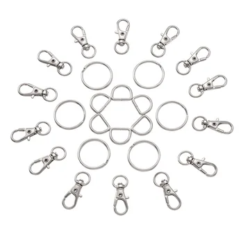 

Pandahall 1 Set Alloy Swivel Lobster Claw Clasps and Iron Split Key Rings D Rings for Jewelry Finding