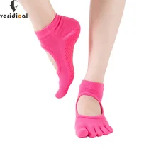 VERIDICAL пилатес носок носки женские нескользящие прочные Пилатес носки половина носок лодыжки сцепление Прохладный Носок с пятью пальцами Спортивная 5 пар/лот