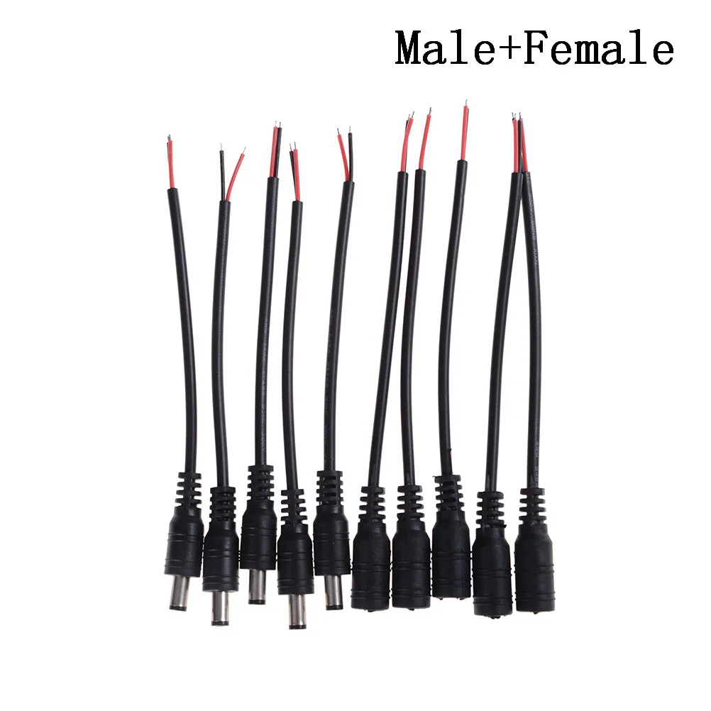 

5/10pcs 12V DC Power Plug Male And Female DC Connector Cable 5.5X2.1mm For Led Strip Light 3528 5050 Power Supplies Female Plug